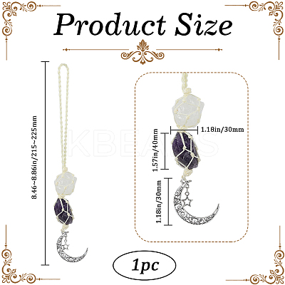 Nuggets Natural Quartz Crystal & Amethyst Pouch Pendant Decorations HJEW-WH20002-03F-1