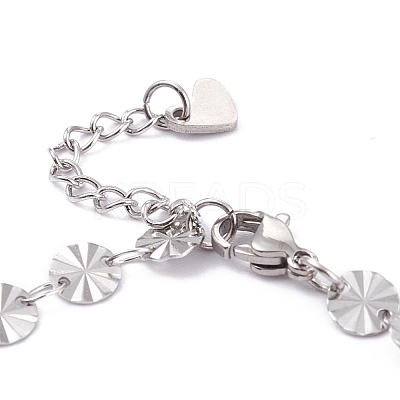 Tarnish Resistant 304 Stainless Steel Flat Round Link Chain Bracelets BJEW-I295-10P-1
