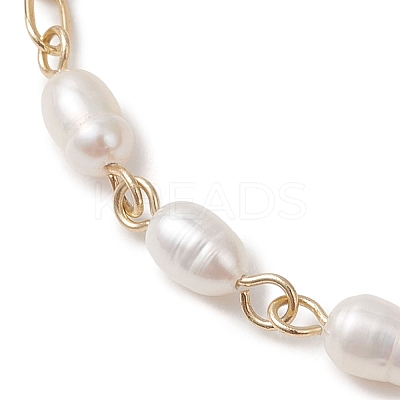 Natural Cultured Freshwater Pearl Beads Link Bracelets BJEW-JB13360-1