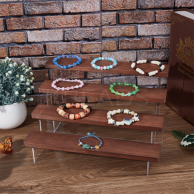 4-Tier Wood Acrylic Organizer Display Riser Rack ODIS-WH0070-13B-1