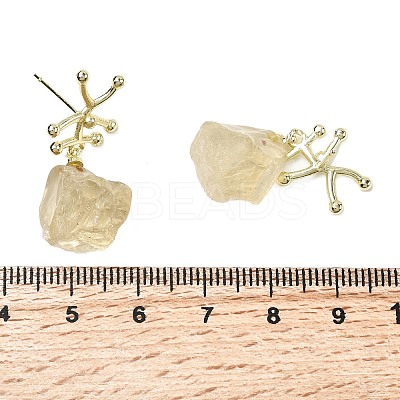 Brass Nuggets Dangle Stud Earrings EJEW-D345-01G-1