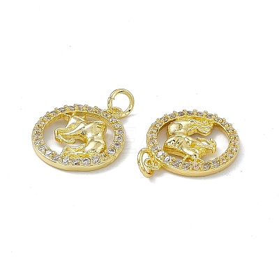 Real 18K Gold Plated Brass Micro Pave Clear Cubic Zirconia Pendants KK-E068-VB409-2-1