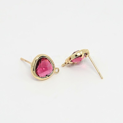 Real 18K Gold Plated Tone Brass Glass Stud Earring Findings X-GLAA-J023-07G-1