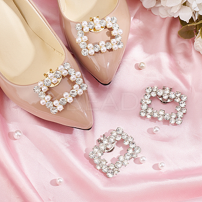 4Pcs 2 Style Plastic Imitation Pearl Shoe Decoration AJEW-PH0011-47-1