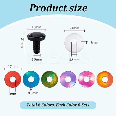 48Pcs 6 Colors Resin Safety Craft Eye DIY-PH0030-99A-1
