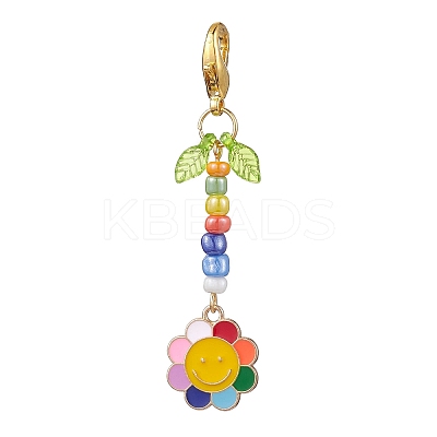 3Pcs Glass Seed Bead Pendant Decorations HJEW-MZ00052-1