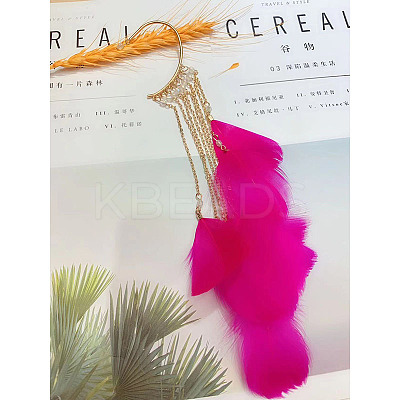 Bohemian Style Alloy Chain with Feather Tassel Cuff Earrings FS-WGB03F7-07-1