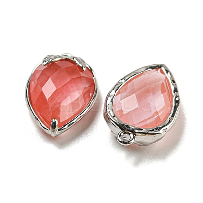 Cherry Quartz Glass Faceted Pendants G-M431-06P-12-1