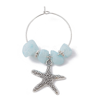 8Pcs Sea Animal Alloy Pendants Wine Glass Charms Sets AJEW-JO00219-1