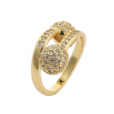 Brass Micro Pave Cubic Zirconia Open Cuff Rings for Women RJEW-F171-02G-1