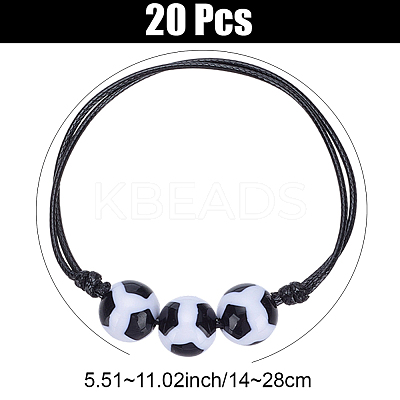 20Pcs Plastic Football Braided Bead Bracelet BJEW-SP0001-20-1