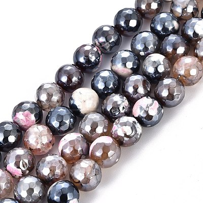 Electroplate Natural Fire Crackle Agate Beads Strands G-T131-55-13-1
