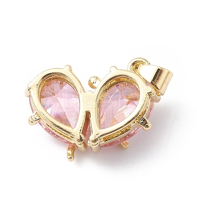 Rack Plating Brass Micro Pave Cubic Zirconia Pendants KK-E003-18G-03-1