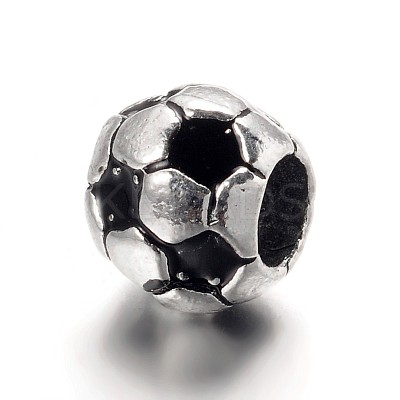 Large Hole FootBall/Soccer Ball Alloy Enamel European Beads LS-MPDL-L013-02B-1