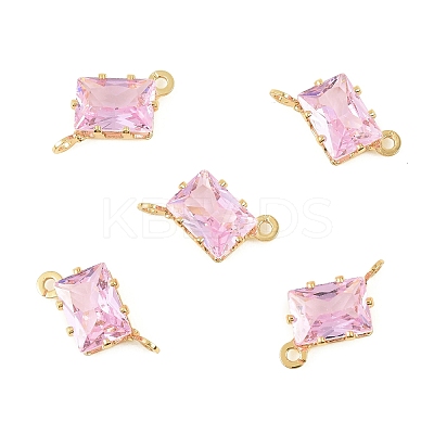 Brass Pave Cubic Zirconia Rectangle Connector Charms KK-P347-05G-1