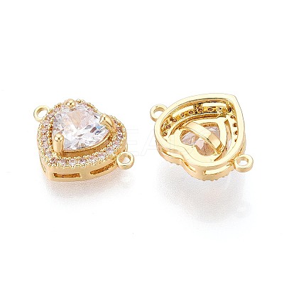 Brass Pave Clear Cubic Zirconia Connector Charms KK-N284-23G-1