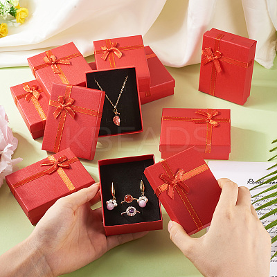Rectangle Paper Jewelry Set Storage Boxes with Bowknot CON-TAC0014-04D-1