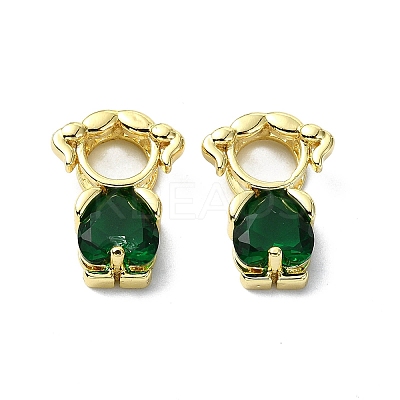 Rack Plating Brass Micro Pave Clear Cubic Zirconia Pendants KK-R157-11B-G-1