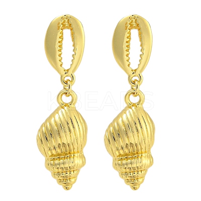 Rack Plating Conch Brass Stud Earrings EJEW-I313-06G-1