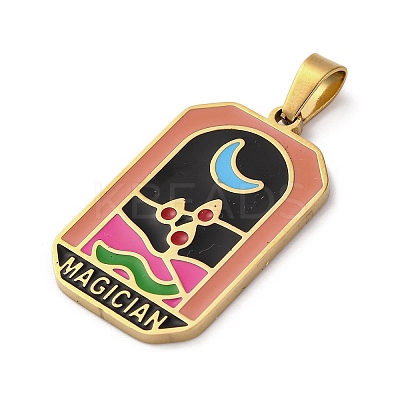 Ion Plating(IP) 304 Stainless Steel Enamel Pendants STAS-Q003-01G-024-1