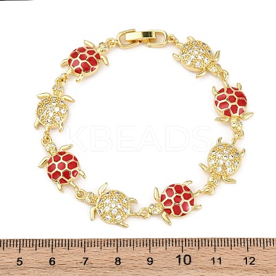 Brass Micro Pave Clear Cubic Zirconia Link Bracelets for Women BJEW-H209-05G-1