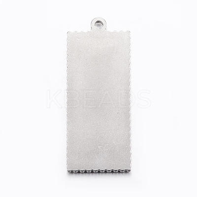Tarnish Resistant 304 Stainless Steel Pendant Cabochon Settings STAS-E421-028P-1