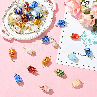 30Pcs Handmade Millefiori Glass Connector Charms PALLOY-YW00113-1