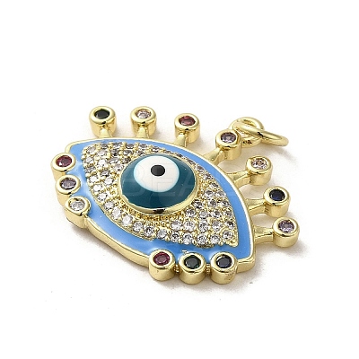 Brass Micro Pave Cubic Zirconia Pendants KK-E092-09G-04-1