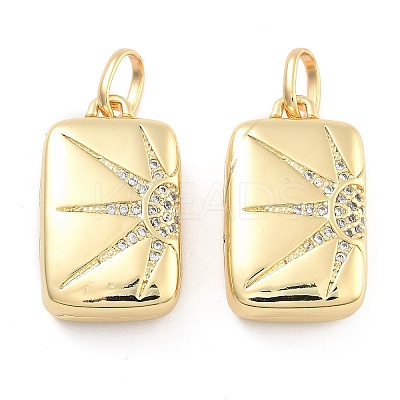 Brass Pave Clear Cubic Zirconia Pendants KK-U009-11B-G-1
