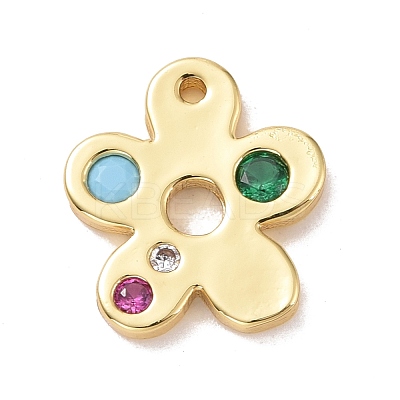 Eco-friendly Brass Micro Pave Cubic Zirconia Pendants KK-D079-10G-1