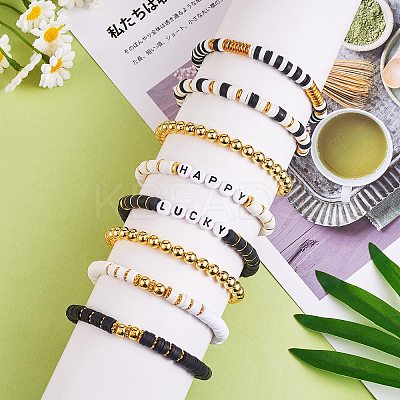 Handmade Polymer Clay Heishi Beads Stretch Bracelets Set BJEW-PH01484-1
