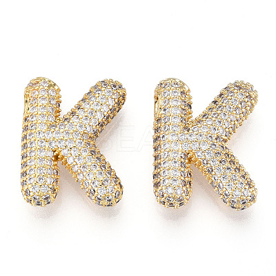 Brass Micro Pave Cubic Zirconia Pendants KK-N254-06G-K-1