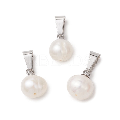 Natural Cultured Freshwater Pearl Potato Charms PALLOY-JF04890-02-1