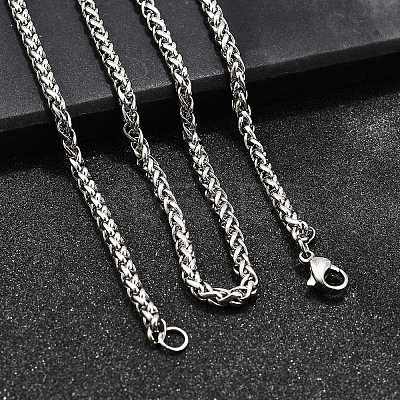 Tarnish Resistant Trendy Men's 201 Stainless Steel Wheat Chain Necklaces LS-NJEW-L043A-45P-1