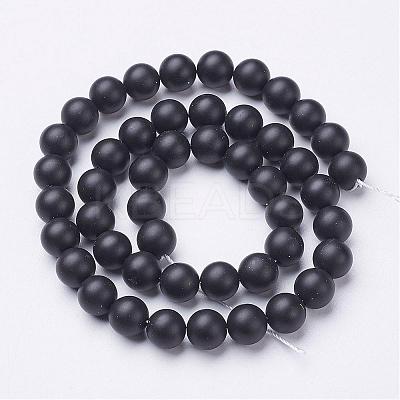 Natural Black Agate Beads Strands G-D543-8mm-1