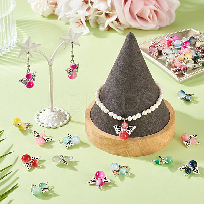 36Pcs 9 Colors Imitation Jade Glass Pendants PALLOY-TAC0198-1