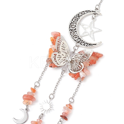 Alloy Hollow Moon Butterfly Hanging Ornaments HJEW-TA00173-03-1