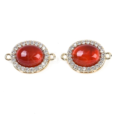 Natural Carnelian(Dyed & Heated) Oval Connector Charms KK-U043-50G-01-1
