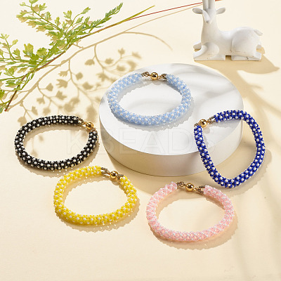 Glass Seed Crochet Beaded Bracelet BJEW-JB08083-1