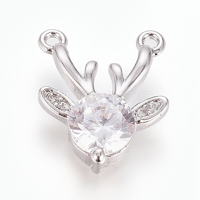 Christmas Brass Micro Pave Cubic Zirconia Pendants ZIRC-G166-03-1