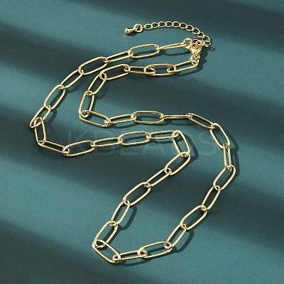 Brass Paperclip Chain Necklaces NJEW-A042-17G-04-1