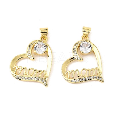 Mother's Day Brass Micro Pave Cubic Zirconia Pendants KK-M324-02K-G-1
