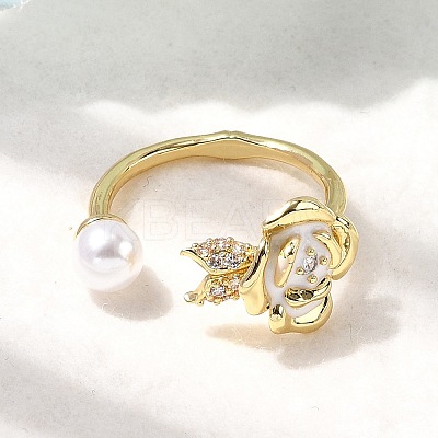 Brass Micro Pave Cubic Zirconia Cuff Rings RJEW-P166-03G-01-1