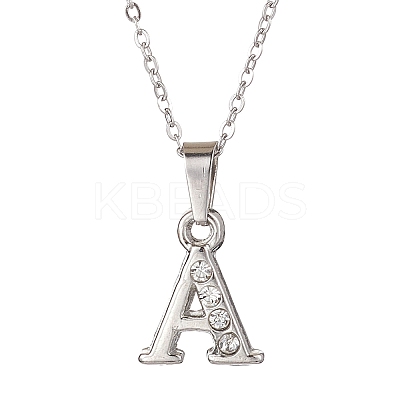 Alloy Rhinestone Letter Pendant Necklaces NJEW-JN04886-1