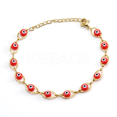 Golden 201 Stainless Steel Enamel Horse Eye Link Chain Bracelets JM1854-3-1