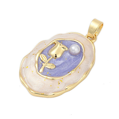 Brass Enamel Pendants KK-U068-13F-01G-1