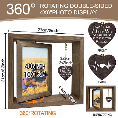 Double Sided Wooden Rotating Photo Frames with DIY Word Heart Charm DJEW-WH0076-006-1