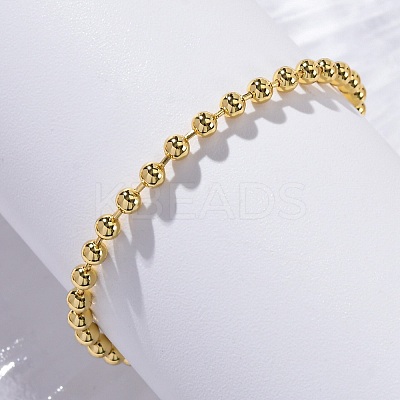 Long-Lasting Plated Brass Round Bead Slider Beacelets for Women Men BJEW-E089-01G-01-1