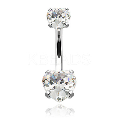 Heart Cubic Zirconia Belly Button Rings WG98059-01-1