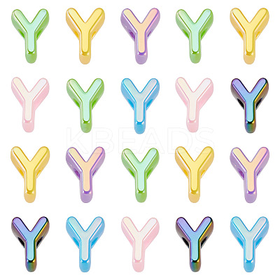 20Pcs UV Plating Opaque Acrylic European Beads OACR-TADJ0001-16Y-1